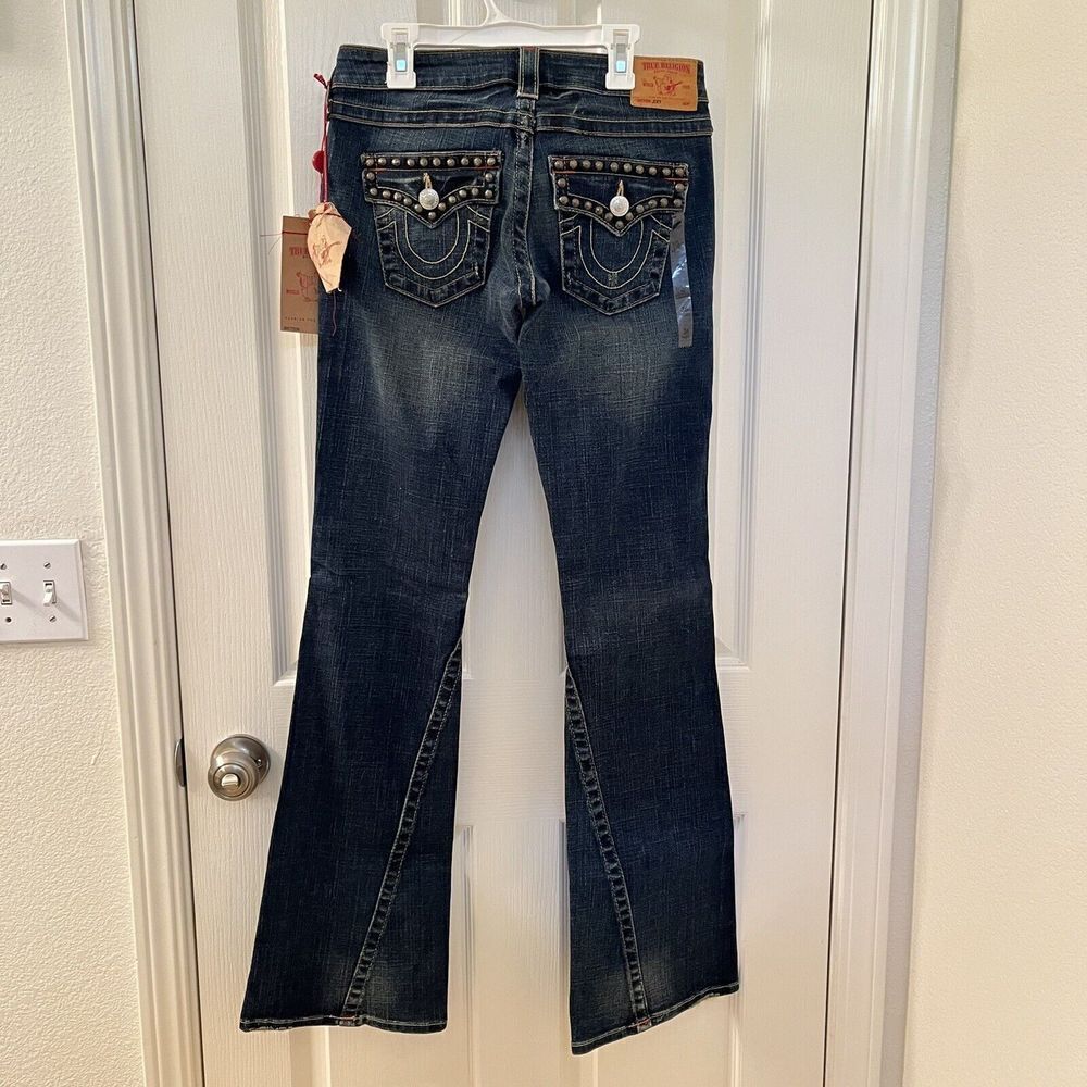 True Religion Joey Studded Jeans Y2K Twisted Flare USA Women's Size 26 NWT
